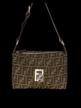 Fendi Monogram Canvas Shoulder Bag in Brown